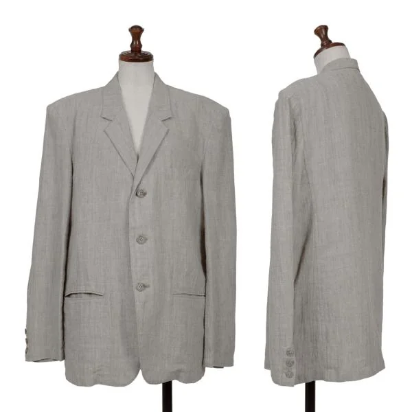 Y's Linen 3B Tailored Jacket Grey M-L K-154631_001