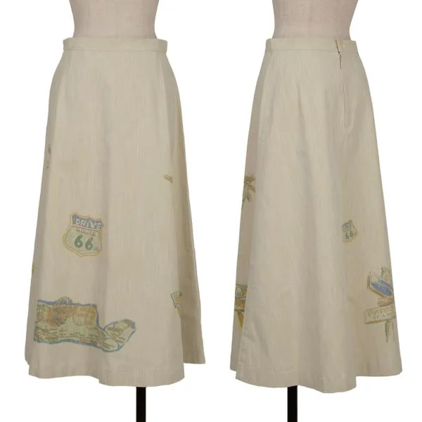 マドモアゼルノンノンMademoiselle NON NON コットンナイロンルート66プリントロングスカート ベージュ他40L K-154752_001