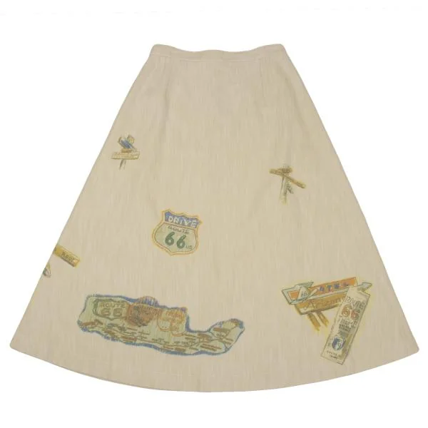 マドモアゼルノンノンMademoiselle NON NON コットンナイロンルート66プリントロングスカート ベージュ他40L K-154752_002