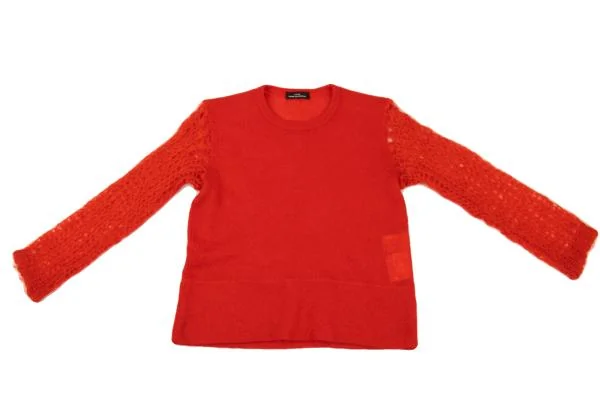 トリココムデギャルソンtricot COMME des GARCONS 袖かぎ編み切替ニット 赤M位 K-154845_002