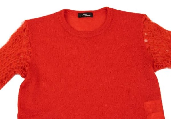 トリココムデギャルソンtricot COMME des GARCONS 袖かぎ編み切替ニット 赤M位 K-154845_003