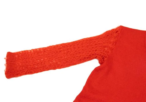 トリココムデギャルソンtricot COMME des GARCONS 袖かぎ編み切替ニット 赤M位 K-154845_005