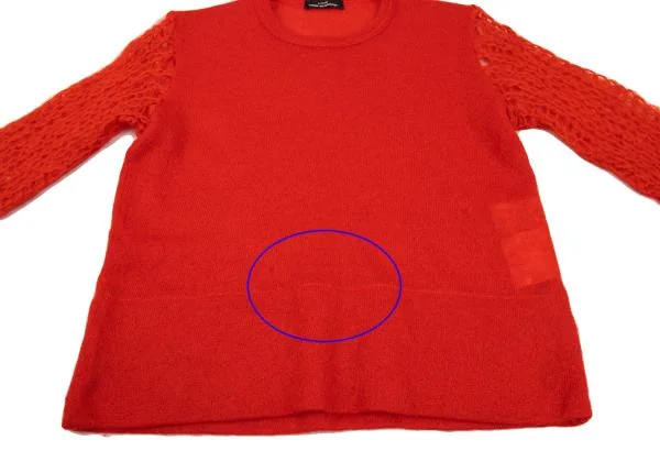 トリココムデギャルソンtricot COMME des GARCONS 袖かぎ編み切替ニット 赤M位 K-154845_007