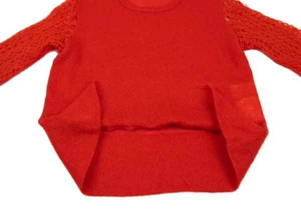 トリココムデギャルソンtricot COMME des GARCONS 袖かぎ編み切替ニット 赤M位 K-154845_009