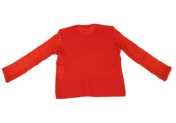 トリココムデギャルソンtricot COMME des GARCONS 袖かぎ編み切替ニット 赤M位 K-154845_010