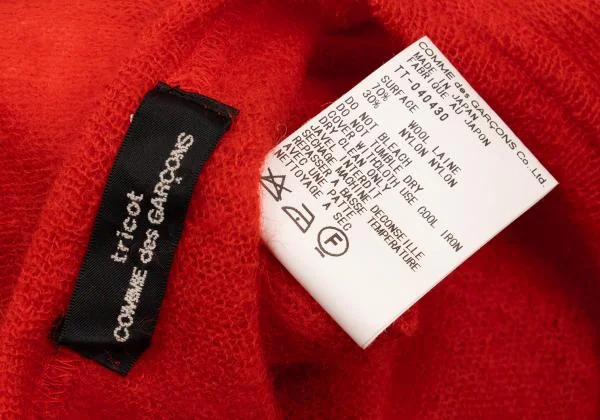 トリココムデギャルソンtricot COMME des GARCONS 袖かぎ編み切替ニット 赤M位 K-154845_013