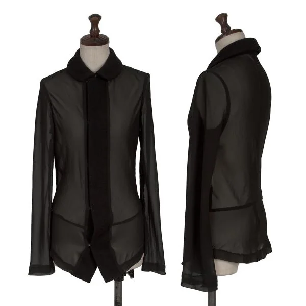 COMME des GARCONS Switching See-through Round Collar Hook Shirt Black XS K-154857_001