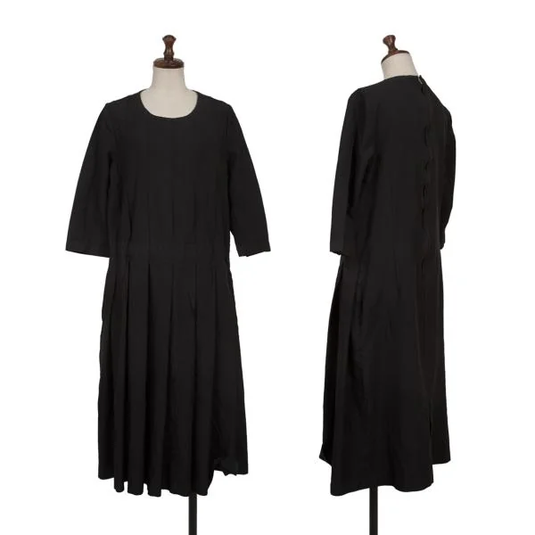 COMME des GARCONS Poly Front Switching Design Pleats Dress Black S K-154860_001