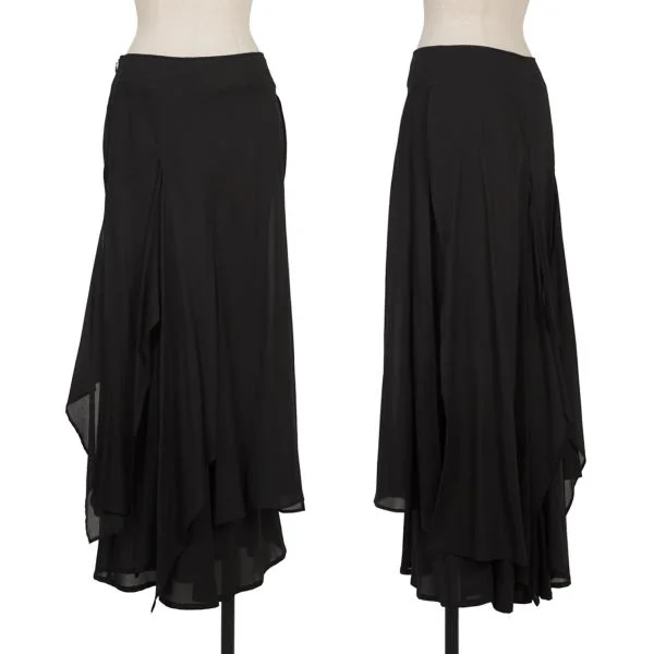 ヨウジヤマモト ファムYohji Yamamoto FEMME コットンスリットレイヤードデザインスカート 黒1 K-154874_001