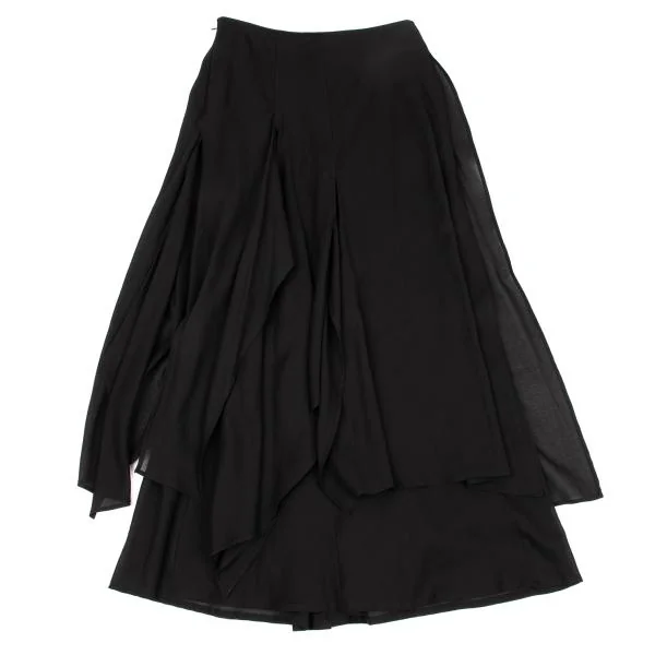 ヨウジヤマモト ファムYohji Yamamoto FEMME コットンスリットレイヤードデザインスカート 黒1 K-154874_002