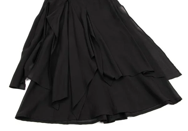 ヨウジヤマモト ファムYohji Yamamoto FEMME コットンスリットレイヤードデザインスカート 黒1 K-154874_006