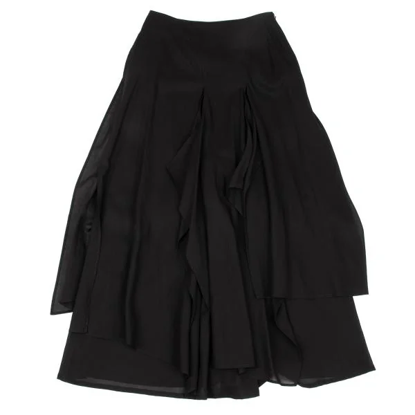 ヨウジヤマモト ファムYohji Yamamoto FEMME コットンスリットレイヤードデザインスカート 黒1 K-154874_009
