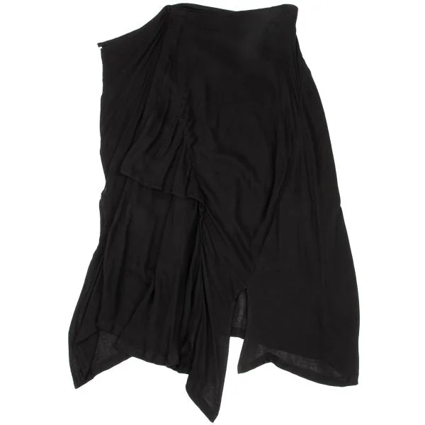 ヨウジヤマモト ファムYohji Yamamoto FEMME レーヨンサイドジップデザインラップスカート 黒1 K-154875_002