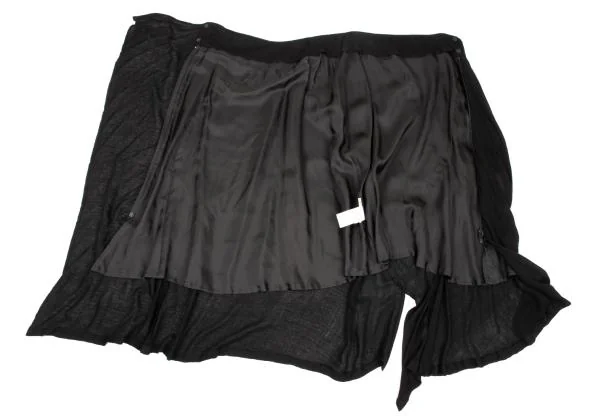 ヨウジヤマモト ファムYohji Yamamoto FEMME レーヨンサイドジップデザインラップスカート 黒1 K-154875_007