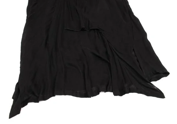 ヨウジヤマモト ファムYohji Yamamoto FEMME レーヨンサイドジップデザインラップスカート 黒1 K-154875_008