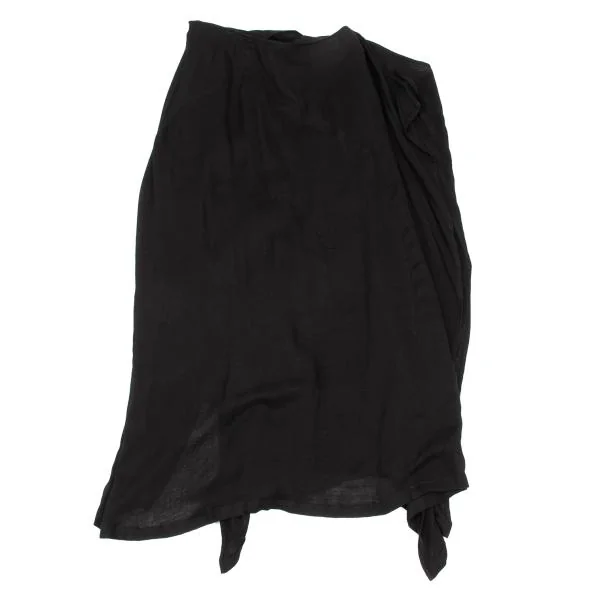 ヨウジヤマモト ファムYohji Yamamoto FEMME レーヨンサイドジップデザインラップスカート 黒1 K-154875_010