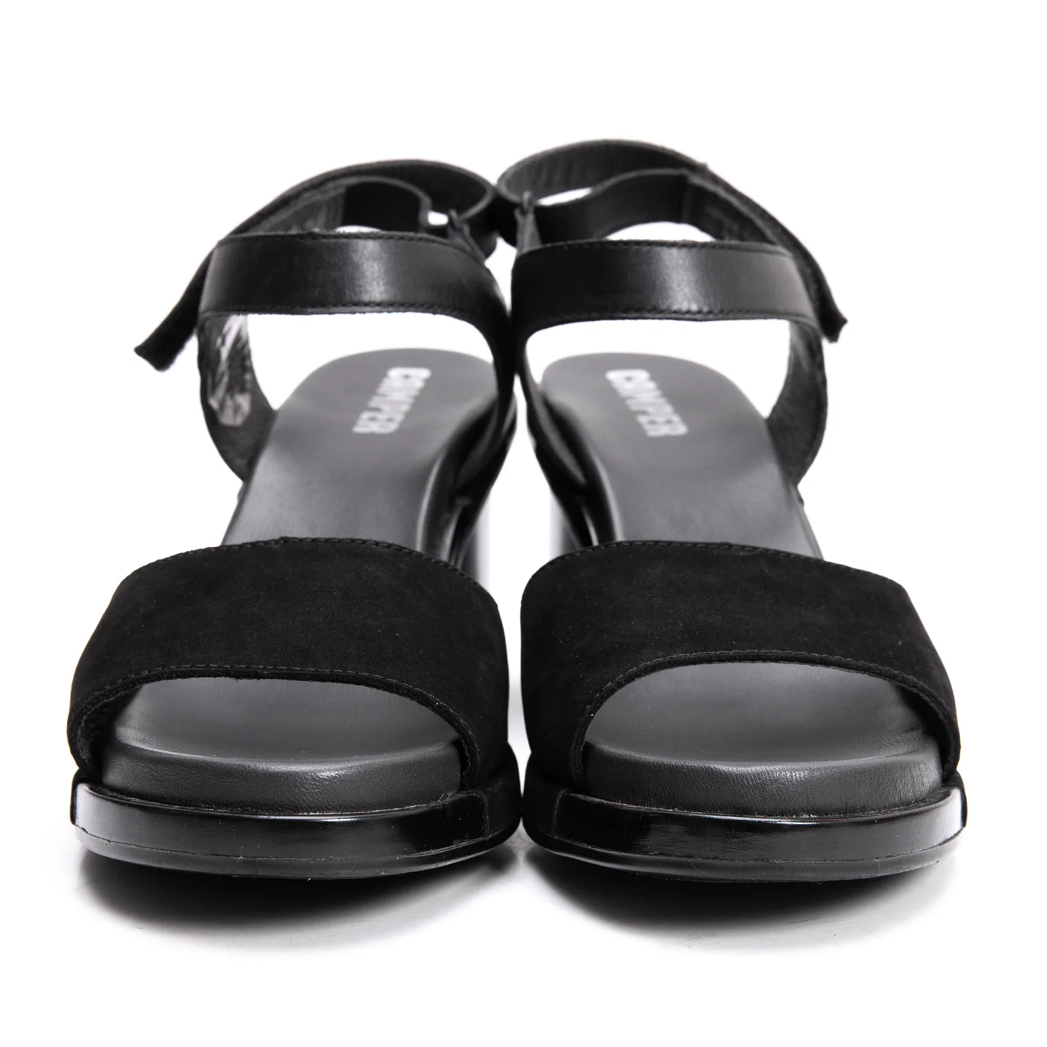 カンペールCAMPER レザー切替ヒールサンダル 黒38(24.5cm位
