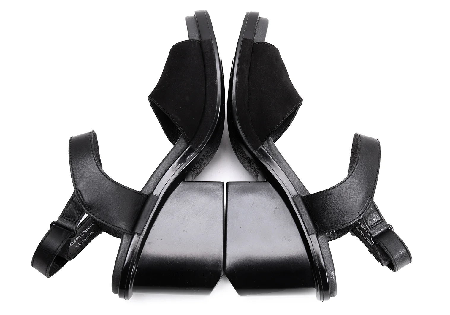 カンペールCAMPER レザー切替ヒールサンダル 黒38(24.5cm位