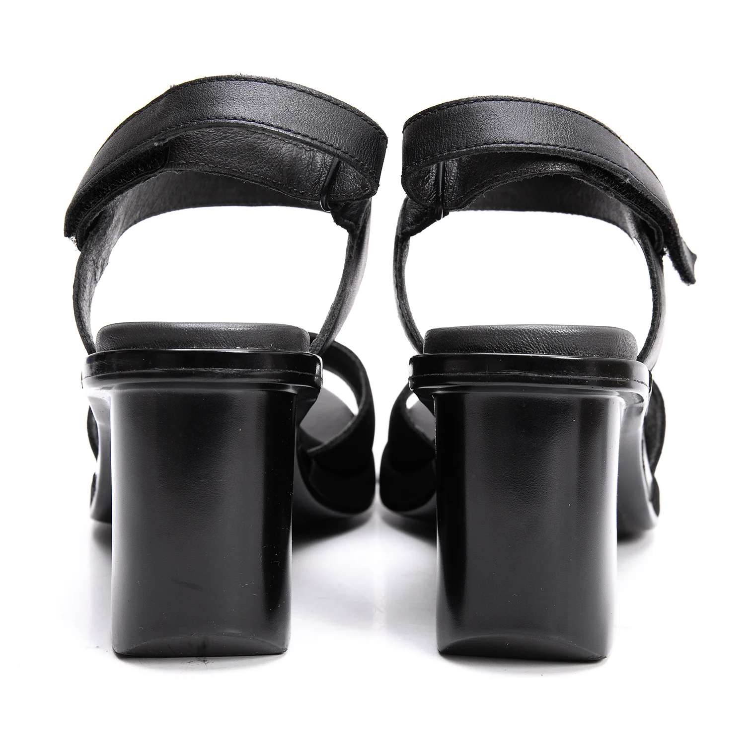 カンペールCAMPER レザー切替ヒールサンダル 黒38(24.5cm位