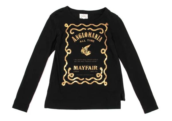 ヴィヴィアンウエストウッド アングロマニアVivienne Westwood ANGLOMANIA ロゴフレーム泊プリントカットソー 黒38 K-154898_002