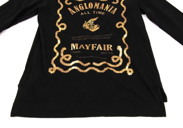 ヴィヴィアンウエストウッド アングロマニアVivienne Westwood ANGLOMANIA ロゴフレーム泊プリントカットソー 黒38 K-154898_010