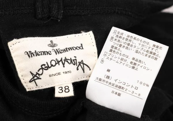 ヴィヴィアンウエストウッド アングロマニアVivienne Westwood ANGLOMANIA ロゴフレーム泊プリントカットソー 黒38 K-154898_015