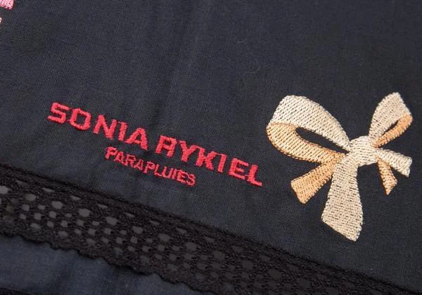 ソニアリキエルSONIA RYKIE フラワー刺繍折りたたみ日傘 黒ピンク K-154928_002