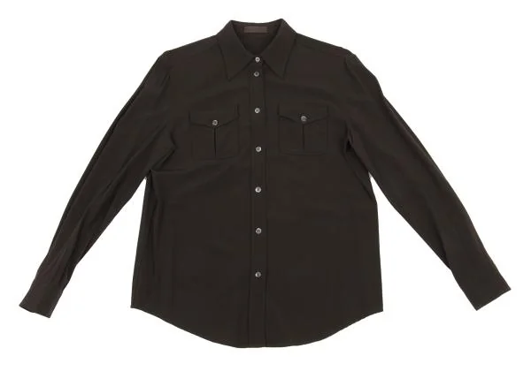 プラダPRADA シルクストレッチブラウス 焦げ茶40 K-154948_002