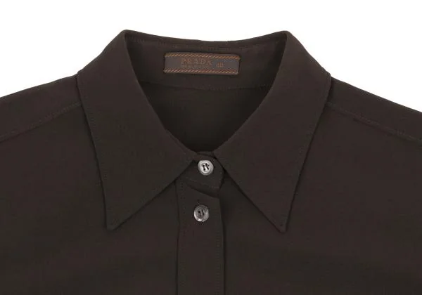 プラダPRADA シルクストレッチブラウス 焦げ茶40 K-154948_004
