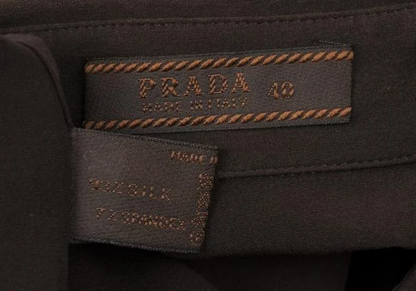 プラダPRADA シルクストレッチブラウス 焦げ茶40 K-154948_016