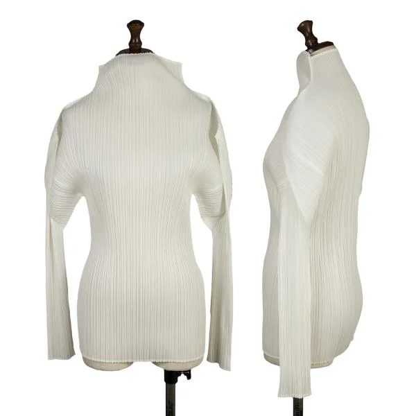 PLEATS PLEASE Pleated High Neck T-shirt White 4 K-155085_001