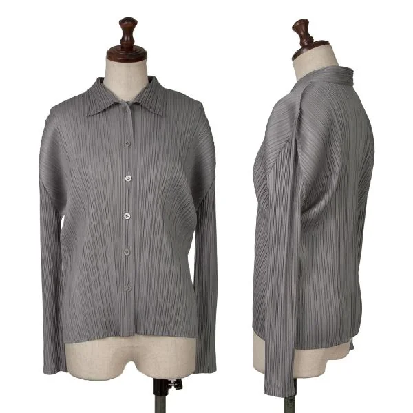 PLEATS PLEASE Pleated Blouse Grey 3 K-155102_001