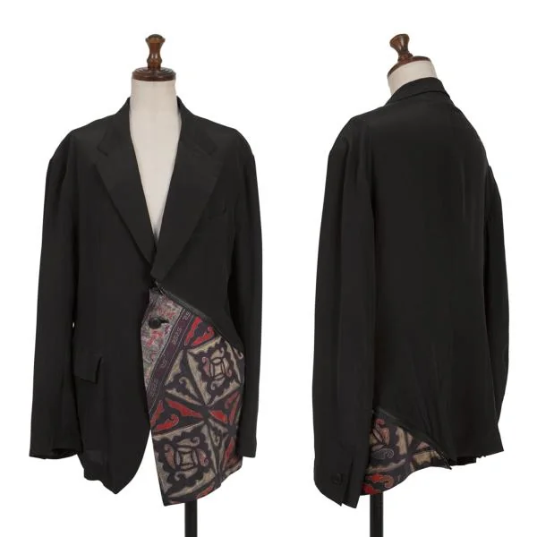Yohji Yamamoto FEMME Native Pattern Zipper Switching Jacket Black 2 K-155162_001