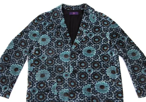 Y's Geometric Floral Velours Long Jacket K-155167_003