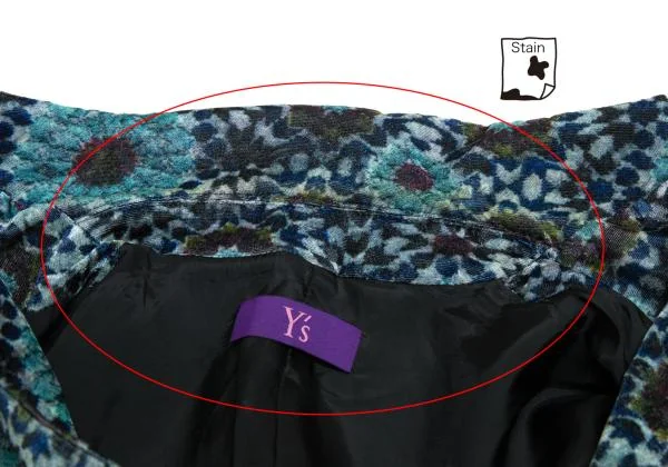 Y's Geometric Floral Velours Long Jacket K-155167_005