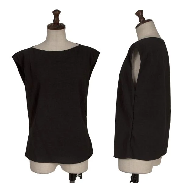 JIL SANDER Side Button Stretch Wool Sleeveless Top Black 34 K-155214_001