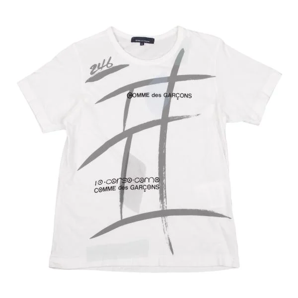 COMME des GARCONS Cotton Logo Printed T-shirt White,Grey S K-155228_001