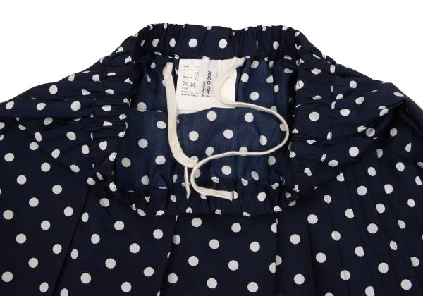 ローブドシャンブル コムデギャルソンrobe de chambre COMME des GARCONS ドット裾ラウンドカッティングプリーツスカート 紺白M位 K-155235_004