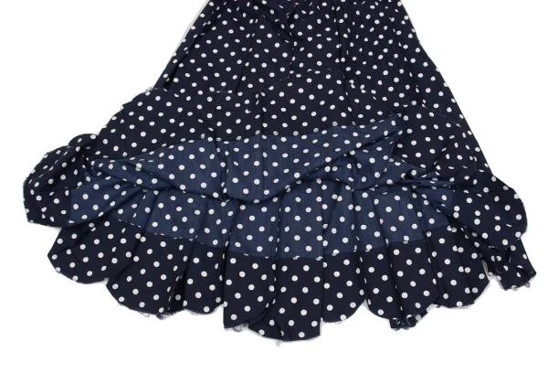 ローブドシャンブル コムデギャルソンrobe de chambre COMME des GARCONS ドット裾ラウンドカッティングプリーツスカート 紺白M位 K-155235_006