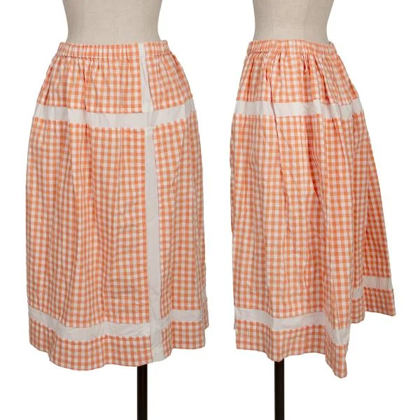 robe de chambre COMME des GARCONS Checked Flare Skirt Orange,White S-M K-155236_001