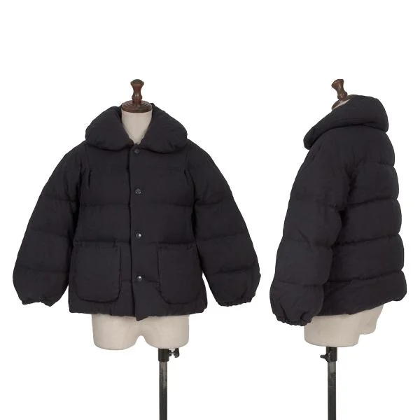 tricot COMME des GARCONS Brushed Wool Round Collar Down Jacket Navy S K-155263_001