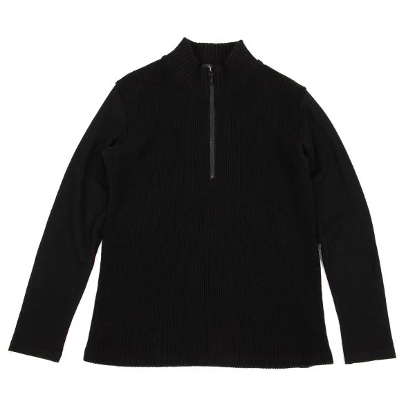ワイズフォーメンY's for men 異素材切替ハーフジップリブニットセーター 黒2 K-155381_001