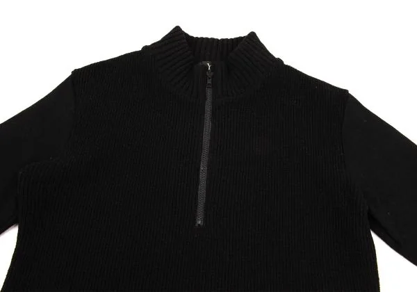 ワイズフォーメンY's for men 異素材切替ハーフジップリブニットセーター 黒2 K-155381_002