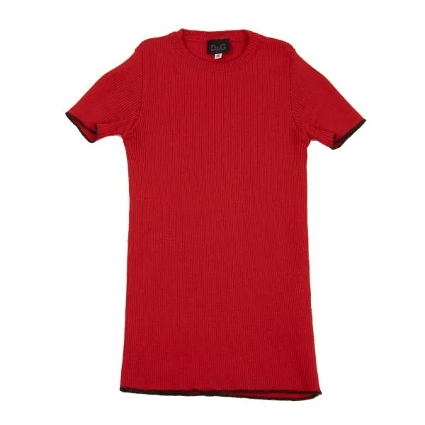 ディーアンドジーD&G ウールパイピング半袖リブニット 赤他40 K-155430_002