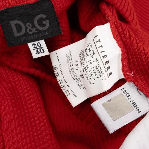 ディーアンドジーD&G ウールパイピング半袖リブニット 赤他40 K-155430_010