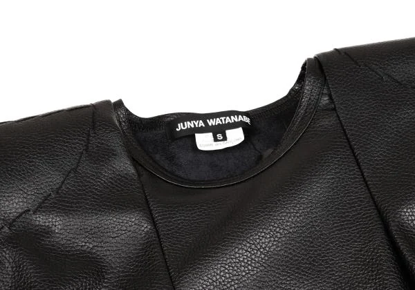 新品!ジュンヤワタナベ コムデギャルソンJUNYA WATANABE COMME des GARCONS フェイクレザータックスクエアシルエットトップス 黒S K-155458_003
