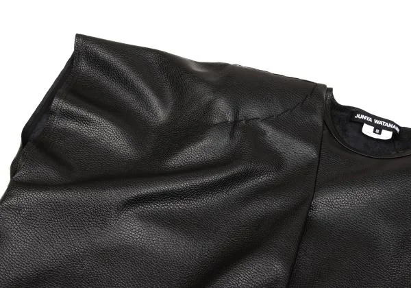 新品!ジュンヤワタナベ コムデギャルソンJUNYA WATANABE COMME des GARCONS フェイクレザータックスクエアシルエットトップス 黒S K-155458_004