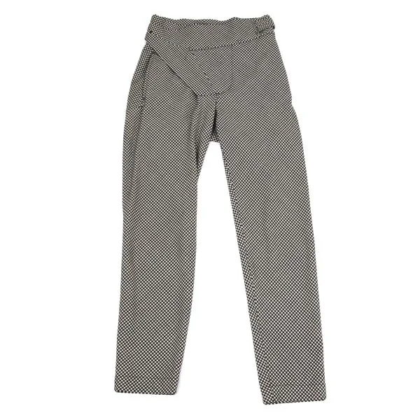 ISSEY MIYAKE Wool Half Wrap Switching Stretch Check Pants Ivory,Black M K-155509_001