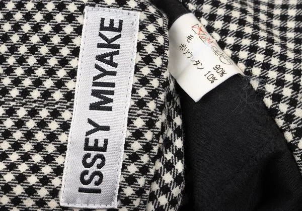 ISSEY MIYAKE Wool Half Wrap Switching Stretch Check Pants K-155509_014