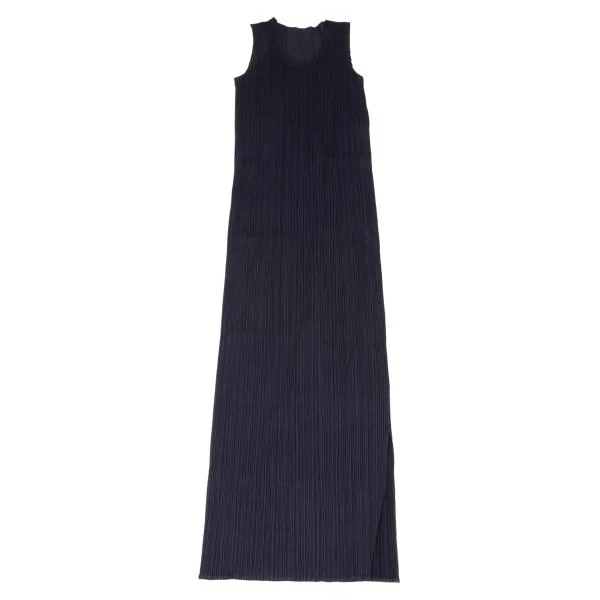 PLEATS PLEASE Pleated Side Slit Long Dress K-155522_002